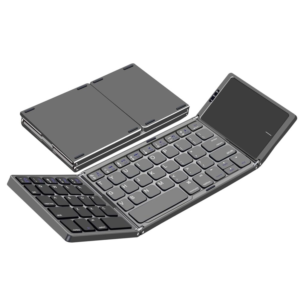 atdaraz Wireless Bluetooth Keyboard, Portable Wireless Bluetooth Keyboard with Larger TouchPad Pocket-Sized Travel Keyboard for MacOS/iOS,Android,Windows sync up to 3 Devices, Black