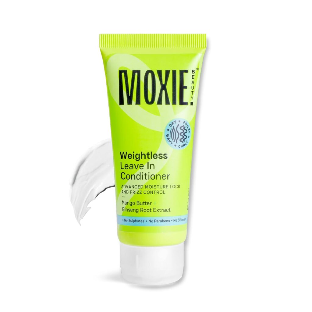 Moxie Beauty Weightless Leave In Conditioner | Mango Butter & Ginseng Root Extract | Softer Smoother Hair & Frizz Control | For Dry, Curl, Wavy & Frizzy | 50ml