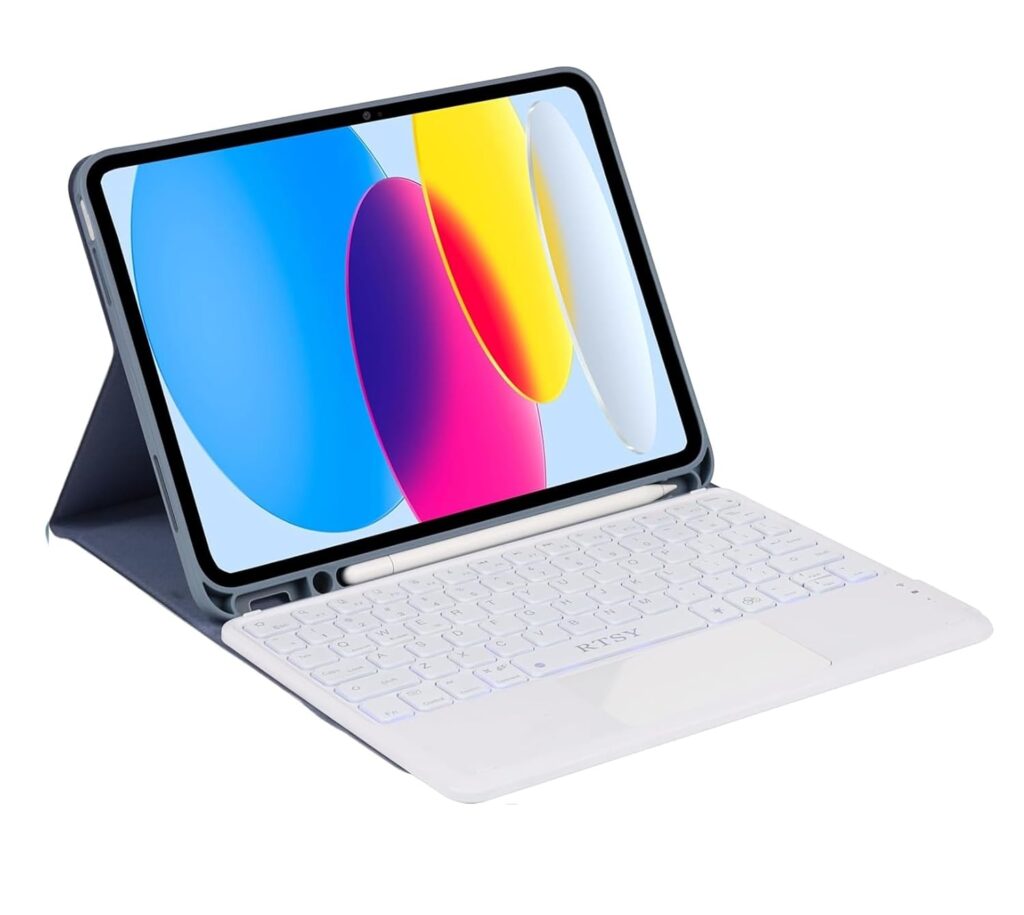RTSY Keyboard case for iPad 11 (A16, 2025) & 10th Gen with Multi Gesture Touchpad & 7-Color Backlit,Anti Drop Keys,Multi Viewing Angle,Pencil Slot,Magnetically Detachable Bluetooth Keyboard-Lavender