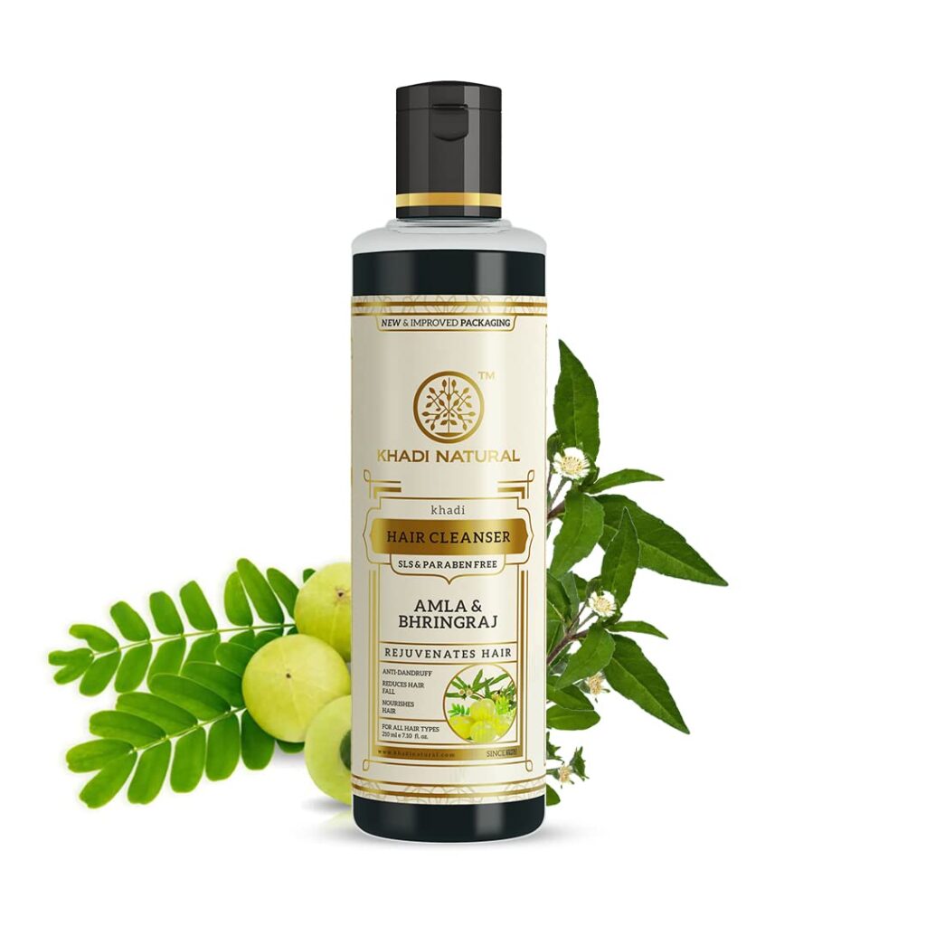 Khadi Natural Amla & Bhringraj Shampoo for Controlling Dandruff & Hair fall | Shampoo for Reducing Scalp Irritation | Paraben & SLS Free | Suitable for All Hair Types| 210ml