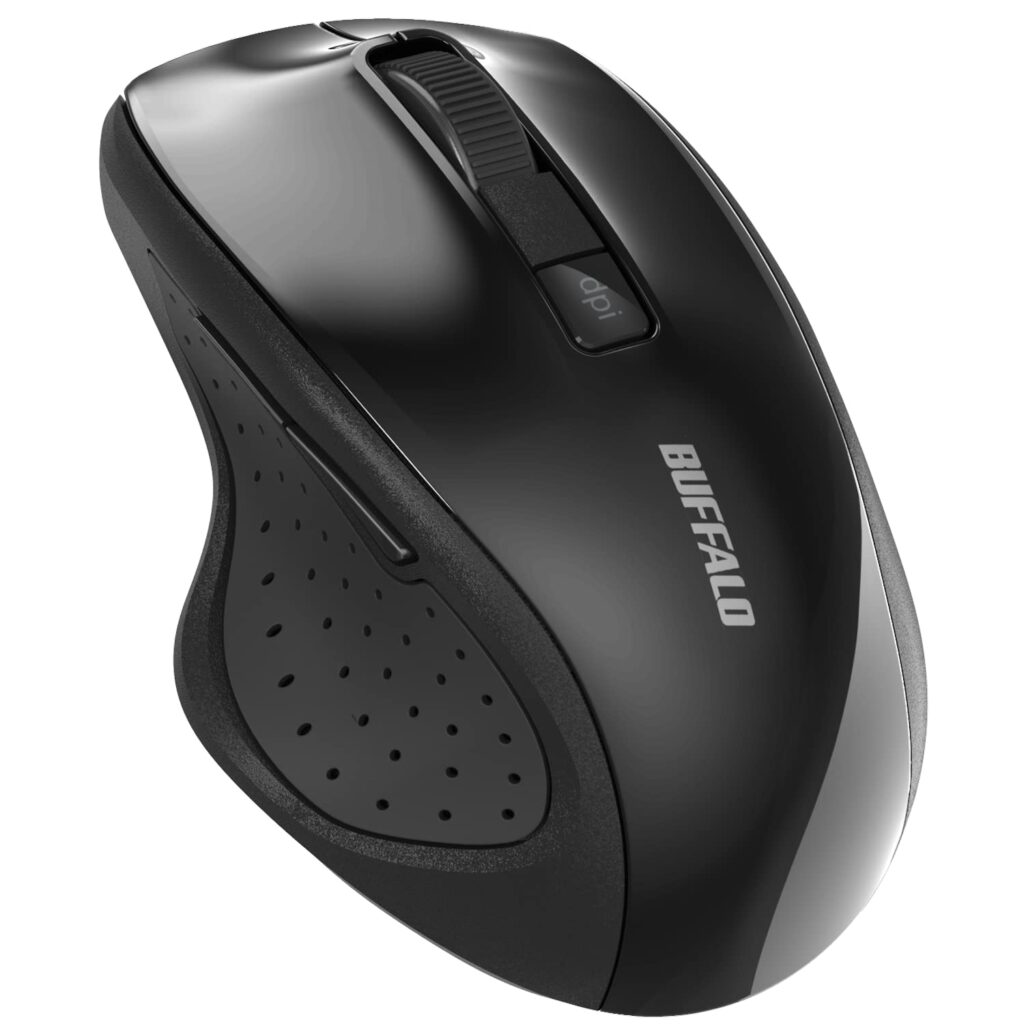 Buffalo BSMBB305BK 5-Button Bluetooth 5.0 Blue LED Mouse, Black, Backward/Forward Button, Energy Saving
