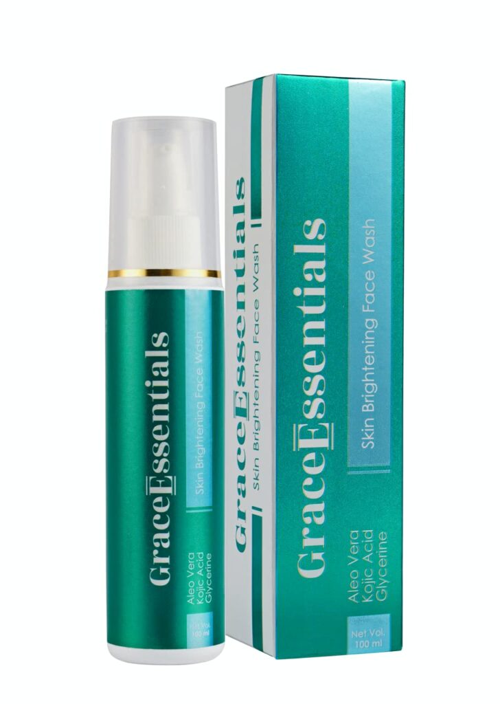 Grace Essentials Brightening Face Wash | Kojic Acid face Wash | Face Wash for Dry Skin, enriched with Vitamin C and Aloe Vera for Hydration and Glowing Skin for Men and Women 100ml