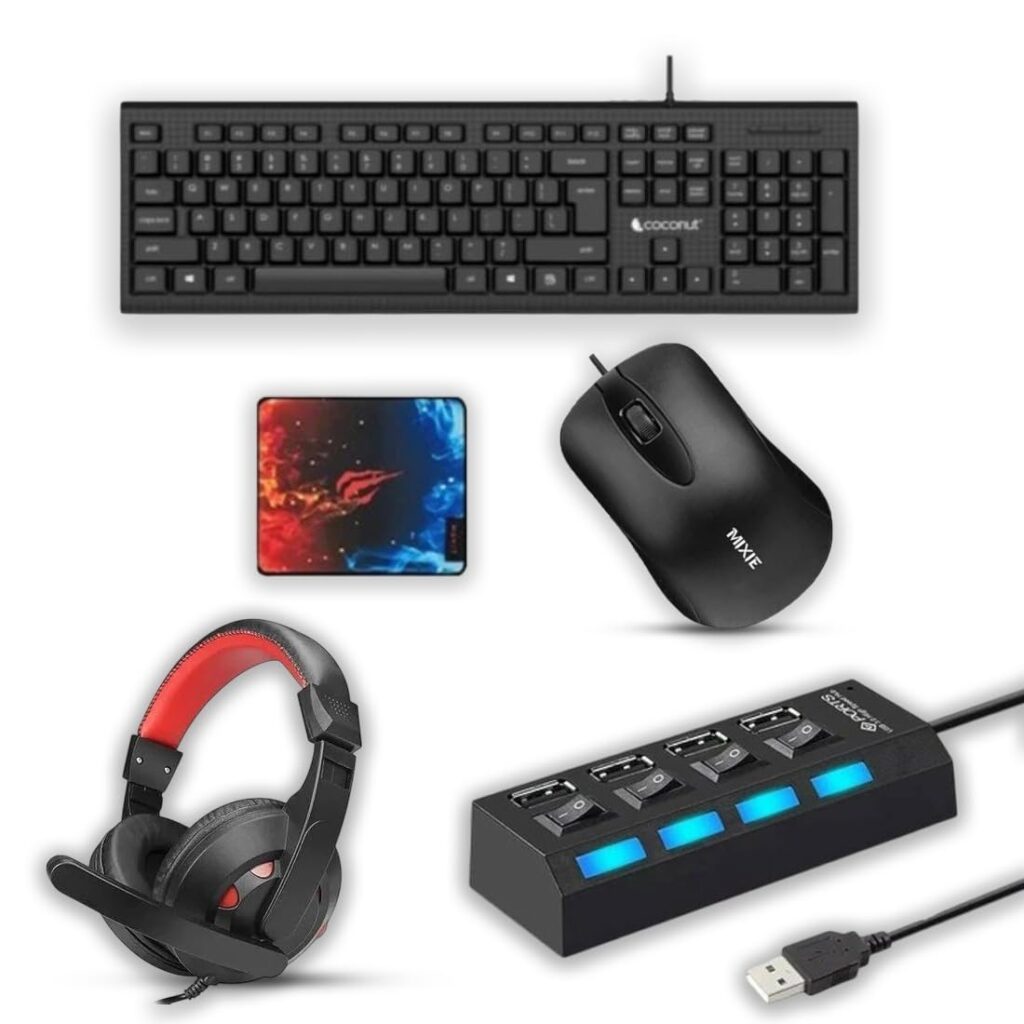 ENTWINO 4-1 Keyboard Mouse with Mousepad and USB hub Combo
