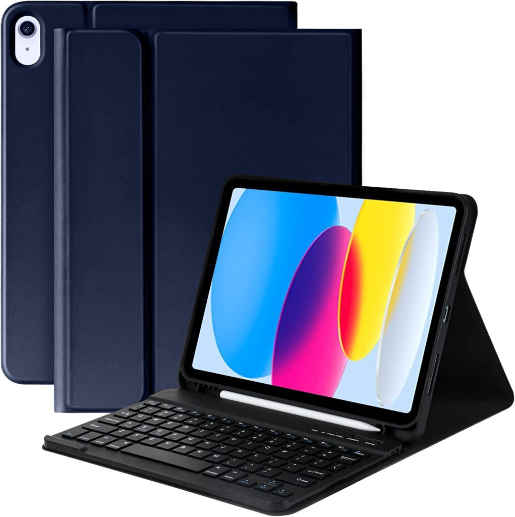 ProElite Detachable Wireless Bluetooth Keyboard case Cover for iPad (A16) 11th/10th Gen 2025/2022 with Pencil Holder, Dark Blue