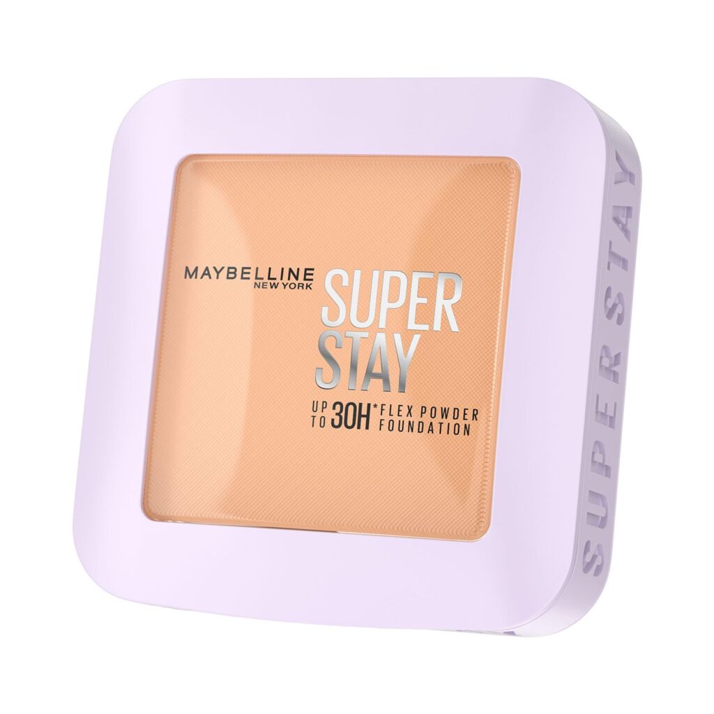 Maybelline New York Super Stay Flex Powder Foundation, 128, Full Coverage, 30H Flexible Wear, Oil-Control Transfer Proof, Waterproof & Sweatproof, 9g
