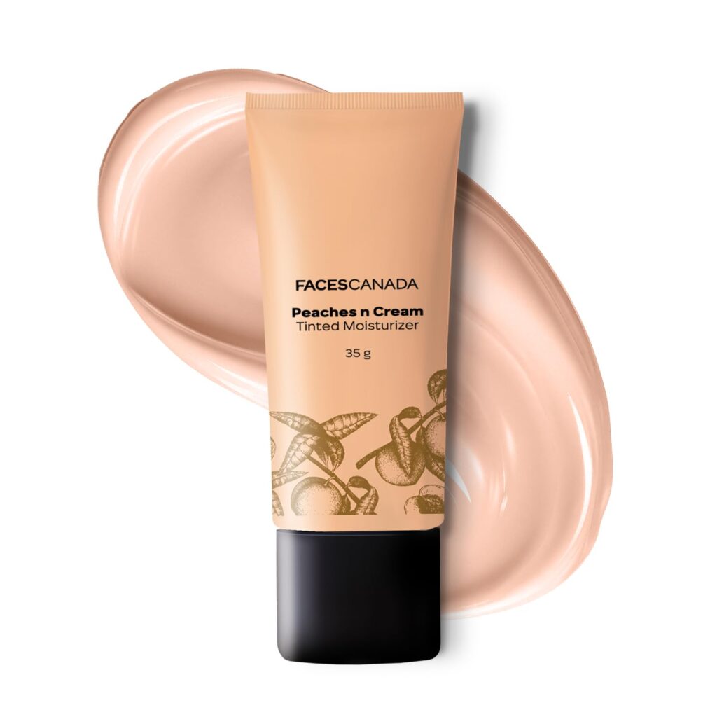 FACES CANADA Peaches N Cream Tinted Moisturizer - Light 01, 35 g | Soft Peachy, Natural Glow | Lightly Tinted BB Cream | Non Oily Lightweight Gel Formula | Blends Easily | Suitable For All Skin Types