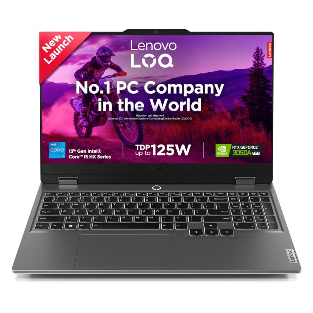 Lenovo LOQ Intel Core i5-13450HX| NVIDIA RTX 3050A 4GB (16GB RAM/512GB SSD/144Hz Refresh Rate/15.6" (39.6cm)/Windows 11/Office Home 2024/3 Mon. Game Pass/Grey/2.4Kg), 83DV01ABIN AI Gaming Laptop