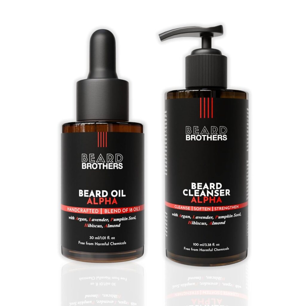 Beard Brothers ALPHA Beard Oil for Men – Nourishes, Strengthens & Fixes Patchy, Uneven Beard (Beard Oil 30 ml + Beard Wash 100 ml)