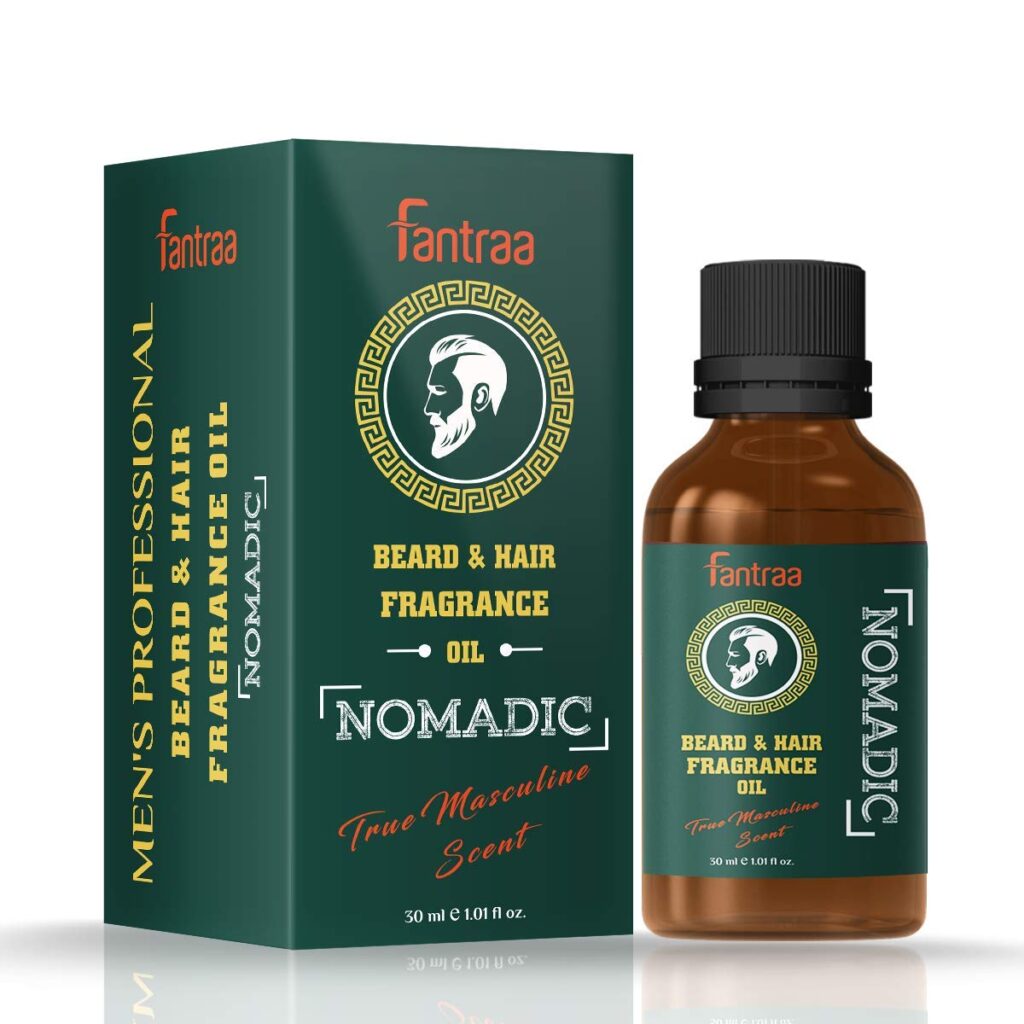 Fantraa Beard and Hair Fragrance Oil - 30 Ml (Nomadic) | For Men | Make Beard Nourish, Soft & Touchable | No Harmful Chemicals | Ideal for daily use