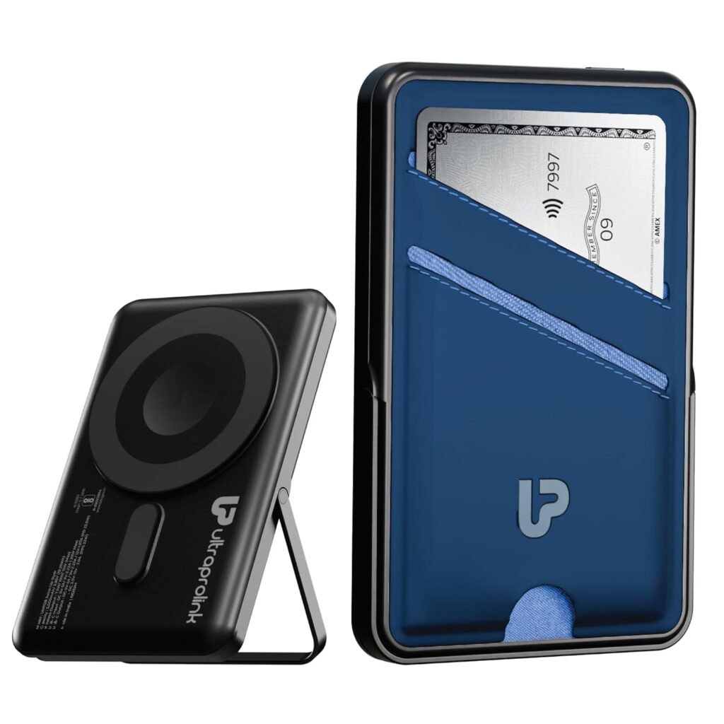 UltraProlink Mag-Safe Power Bank 5000mAh with Stand & Wallet | Ultra Slim Magnetic Power Bank|22.5W PD Battery Bank | Type C for iPhone 16/15/14/13/12/Mini/Pro/Pro Max|Made in India | Juice-Up Swipe