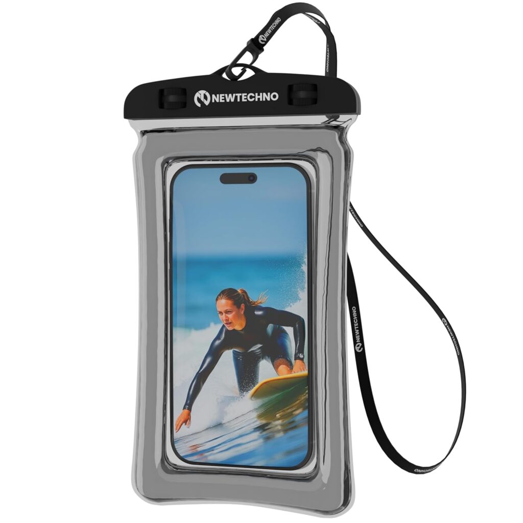 newtechno Plastic Waterproof Mobile Pouch Cover For All Mobiles, Cellphone Dry Bag Compatible For iPhone, Samsung, Mi, Redmi, Oppo, VIVO, All Other Smartphones Up To 6.9 Inches (Black)(Pack 1)