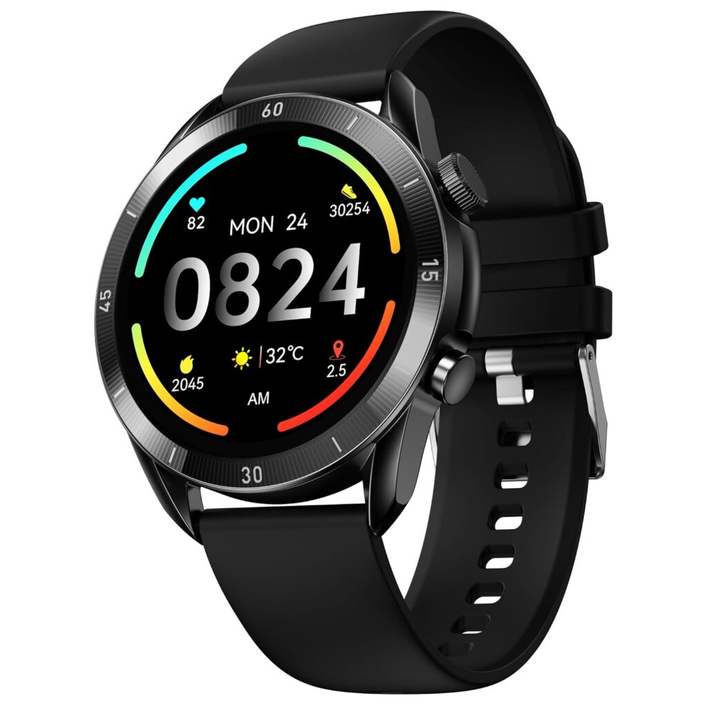 Fire-Boltt Legacy Luxury Smart Watch with 1.43” AMOLED, Bluetooth Calling, Wireless Charging, Voice Assistant, 110+ Sports Modes & Health Tracking, Smart Watch for Man & Woman– Black