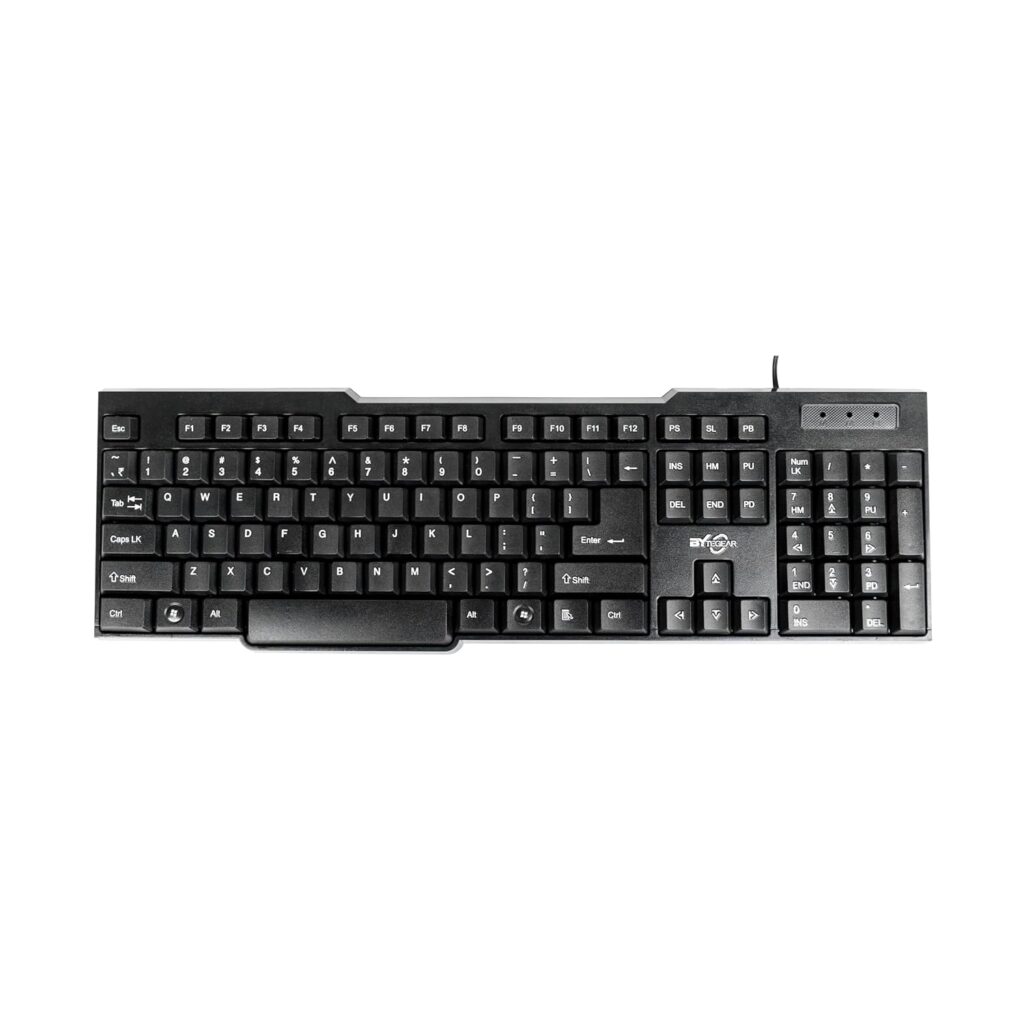 ByteGear Alpha KB-0027 Wired USB Keyboard -104 Keys Full Size Standard Desktop Keyboard with 1.35M Cable Plug and Play 10 Million Keystrokes Life Ergonomic Design for PC, Laptop, Windows