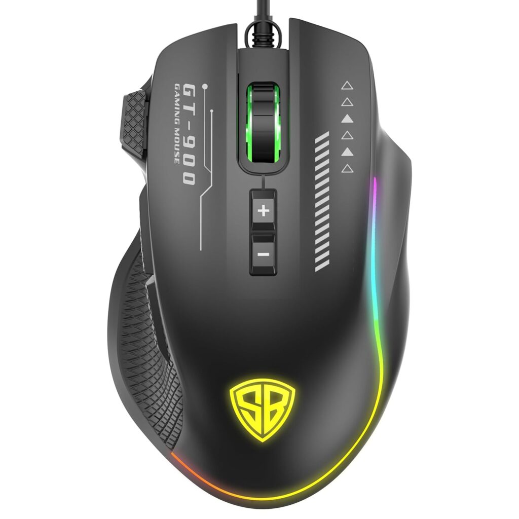 SpinBot Clutch GT900 with 7200 DPI Gaming Sensor and 8 Programmable Buttons RGB Wired Optical Gaming Mouse (USB 2.0, Black)