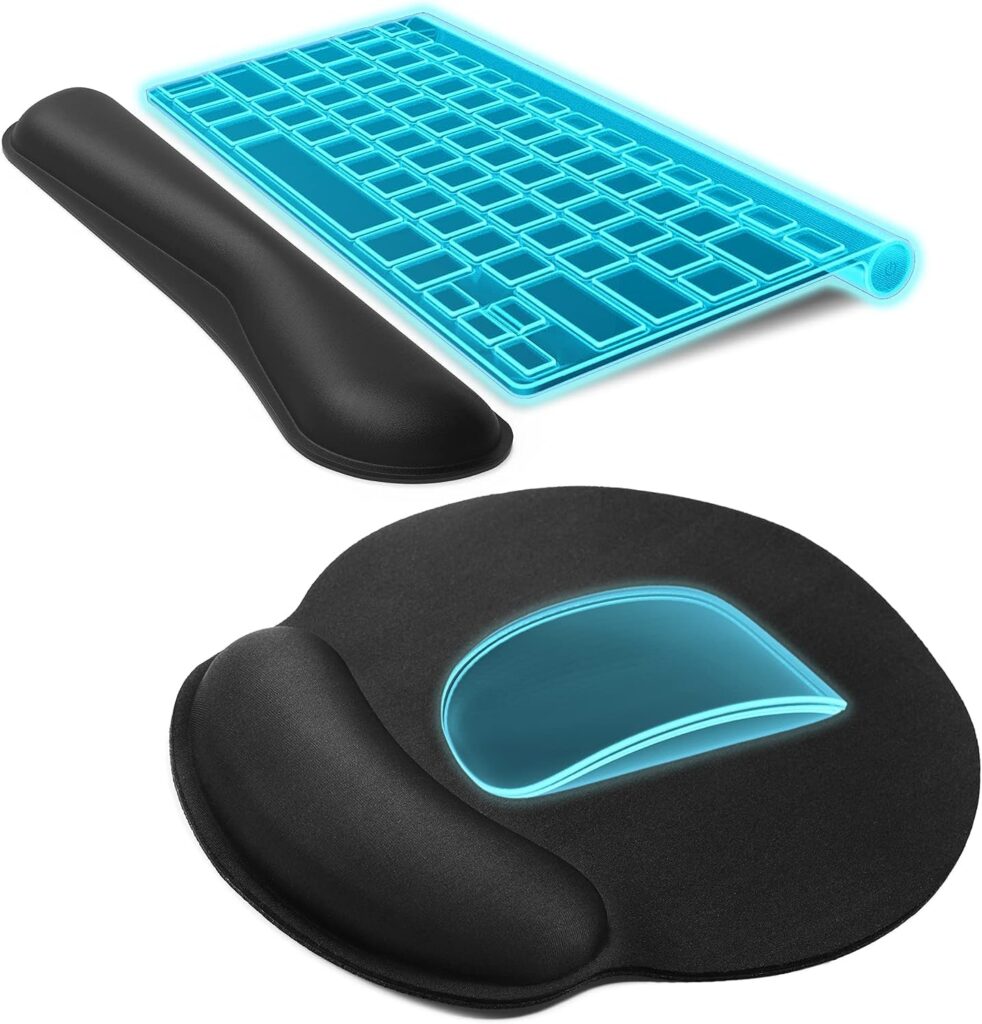 Ziran Ergonomic Mouse Pad with Wrist Support, Comfortable Keyboard Wrist Rest, Memory Foam Wrist Pad for Keyboard, Mouse Pad Sets for Easy Typing & Pain Relief for Computer, Office & Home, Black