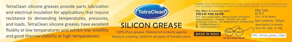 TetraClean Silicon Grease/Silicon Dielectric Grease/Silicon Paste Compound/Automotive Electricals/Spark Plugs/Sealant for Electrical Connectors/Remote Control Equipment | For Home & Commercial Use, / 100gm
