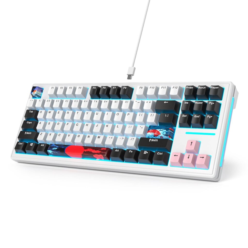 75 Percent Gasket Mounted Mechanical Keyboard Hot Swappable,Wired 87 Key TKL Mechanical Keyboard,RGB Backlit,Custom White Switch NKRO Gaming Keyboard Suitable for Win/Mac (Olivia)