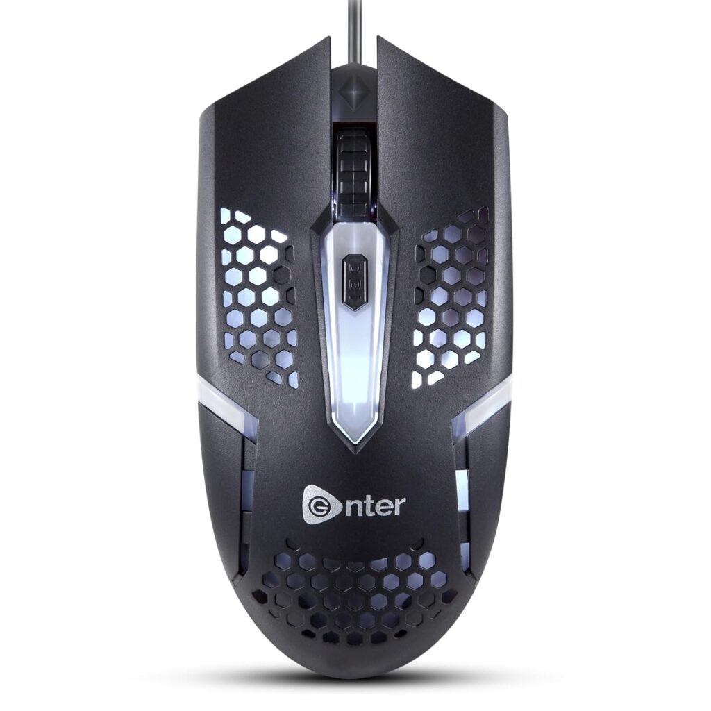 Enter FastClick USB Optical Mouse, 1000 DPI Precision, Ergonomic Design, Ambidextrous Use, Durable Build, Plug & Play Compatible with Windows and Mac