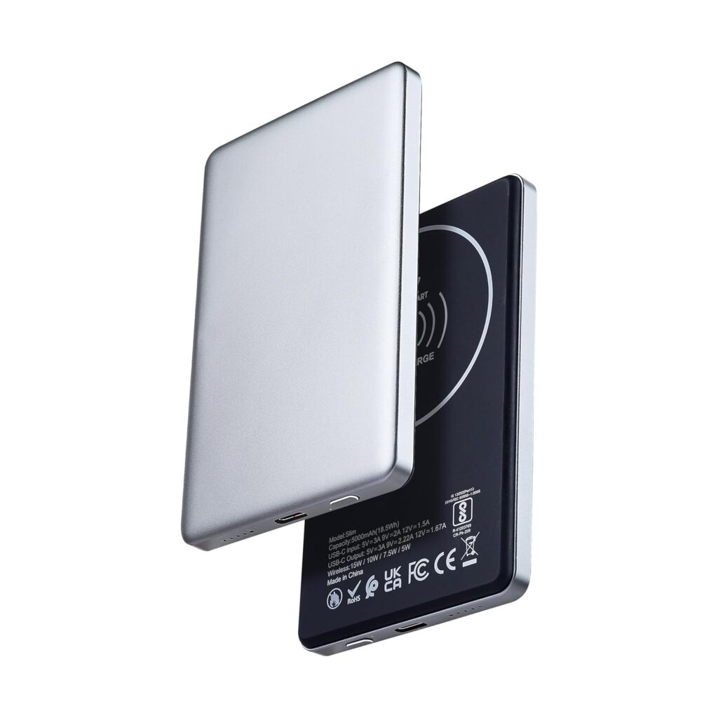 PHONOKART Slim MAGSAFE 5000 mAh Power Bank (15W Mag Safe & 20W PD Type-C Fast Charging) (Grey)