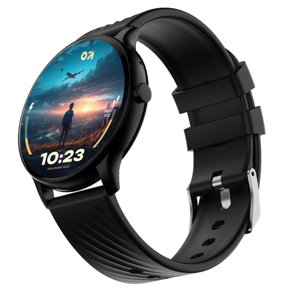 Boult GOBOULT Newly Launched Dire Smartwatch 1.38'' 2.5D Curved HD Display, BT Calling, 500 Nits Brightness, IP67, 250+ Watchfaces, 120+ Sports Modes, AI Voice Assistant, SpO2 Monitoring (Pure Black)