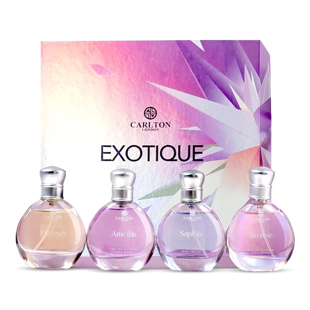 Carlton London Exotique Perfume Gift Set for Women - 4 x 30ml Premium Fragrances with Rose, Orange, Cedar, and Honey Notes, Luxury Perfume Gift Box for Her Birthday | perfume gift set for diwali