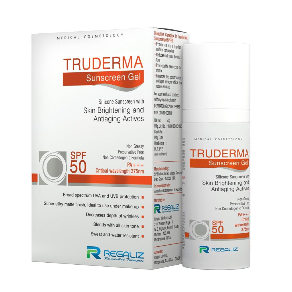 Regaliz Truderma Silicone Sunscreen Gel Spf 50+ | Broad Spectrum Uva & Uvb Protection | 50Gm, All