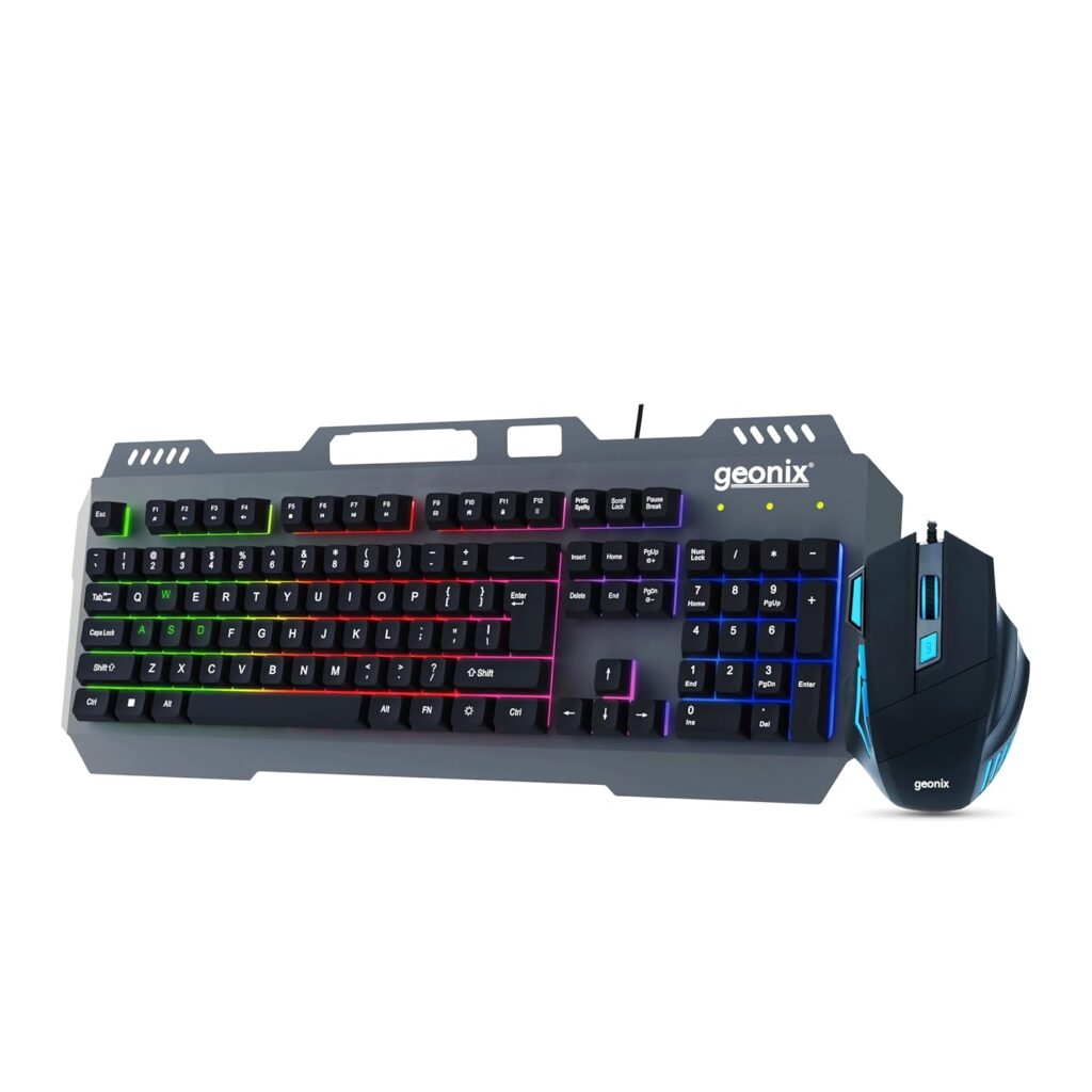 Geonix Cruiser CX1 Wired Keyboard and Mouse Gaming Combo with Stunning ARGB Lights, Durable Aluminium Chassis Keyboard, Upto 3600 DPI, PVC Cable, Advanced Censor (Black)