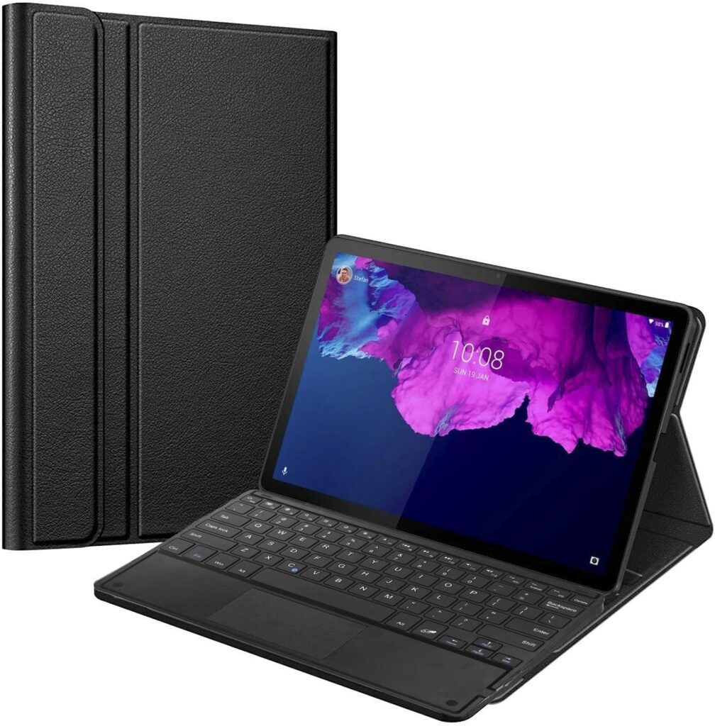 (Refurbished) typecase Keyboard Case for Lenovo Tab P12 (12.7 Inch) with Multi Touch Trackpad, Pen Slot, Mutiple Viewing Angle, Magnetically Detachable Wireless Bluetooth Keyboard with Cover for TB-370FU (Black)