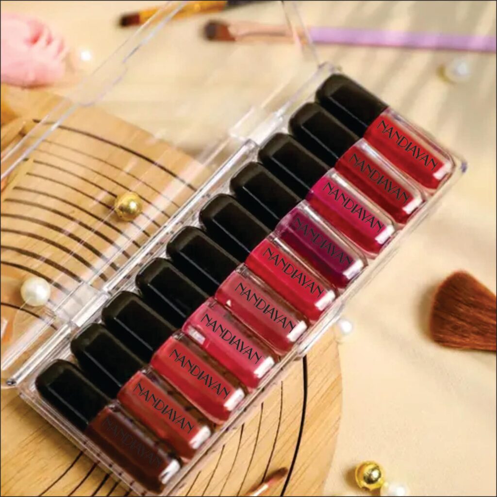 Nandiayan Cutie Mini Liquid Lipstick combo pack of 10 – Waterproof, Matte, Long Lasting, Smudge-Proof Nude Pink, Wine, Brown, Coffee, Red, Mauve | Lipstick Combo Pack Gift Set for Women & Girls