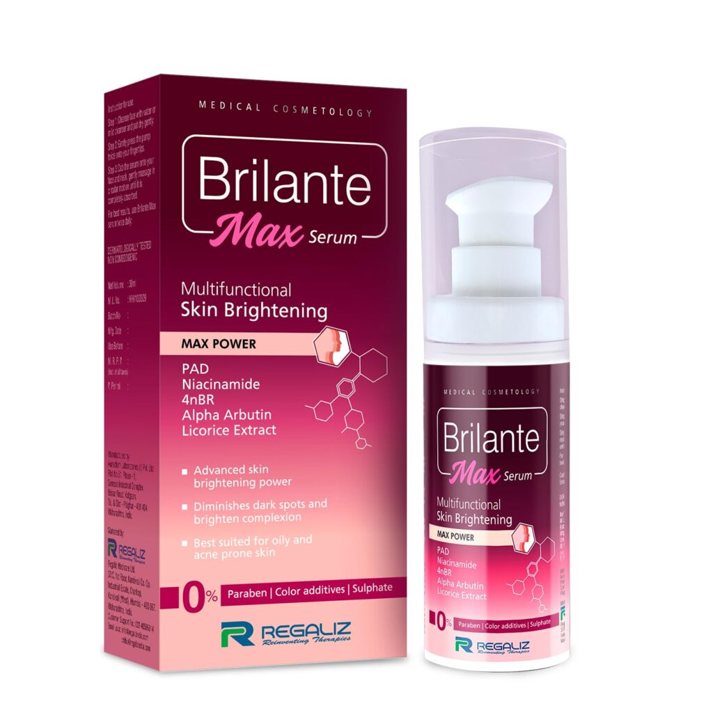 Regaliz Brilante Max Serum | Multifunctional Skin Brightening & Radiance Booster | Targets Dark Spots, Uneven Skin Tone, and Dullness | 30ml