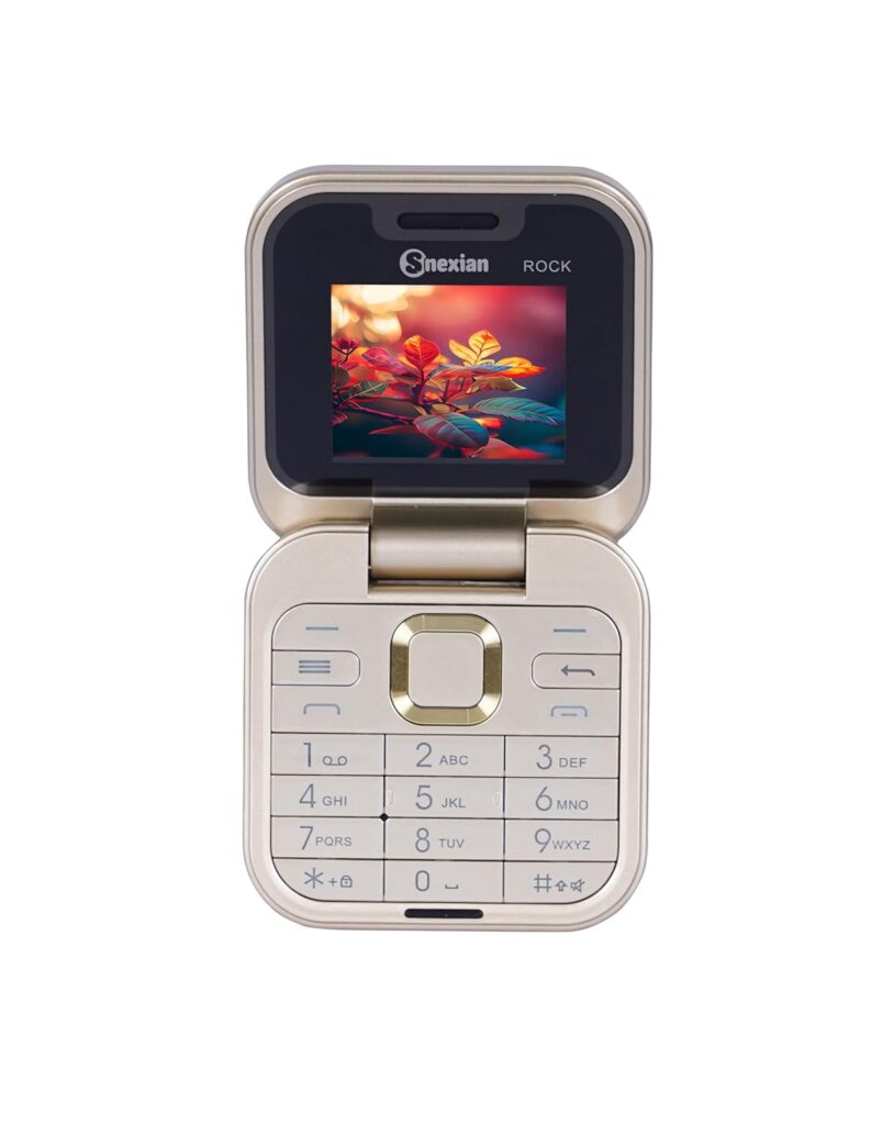 Snexian Rock X Flip Phone Dual Sim |Keypad Phone| with 1.8 Inch Display |Flip/Fold| Call & SMS Indicator|Crystal Back Panel |BT Dialer|Voice Changer |Long Lasting Battery|FM|Feature Phone| Gold