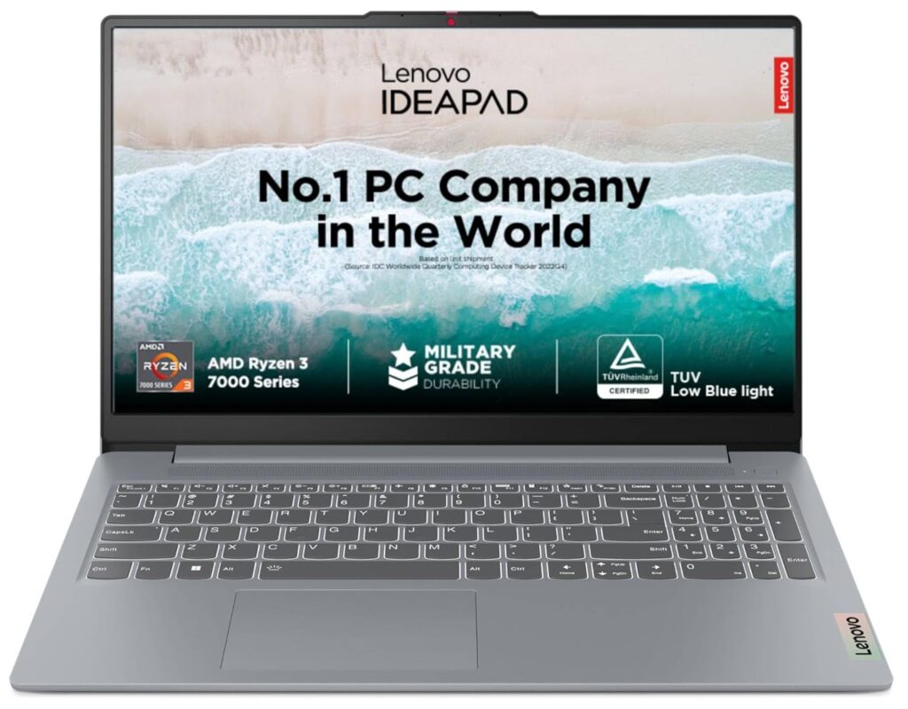 Lenovo IdeaPad Slim 3 Ryzen 3 7320U 15.6 inch (39.6cm) FHD Laptop (8GB/512GB SSD/Windows 11/Office 2021/Alexa Built-in/3 Month Game Pass/Arctic Grey/1.62Kg), 82XQ008DIN