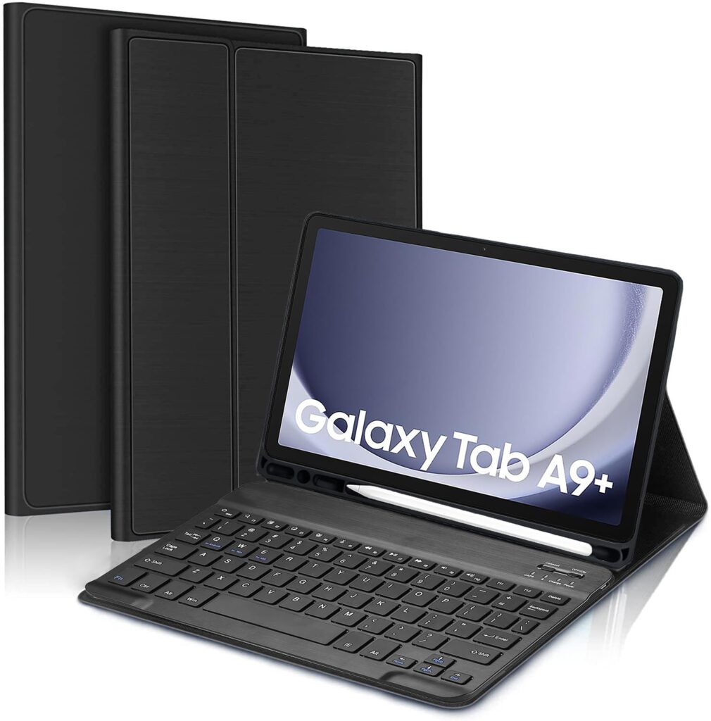 ProElite Keyboard case Cover for Samsung Galaxy Tab A9 Plus 11 inch with S Pen Holder Magnetic Detachable Wireless Bluetooth Keyboard Case, Black