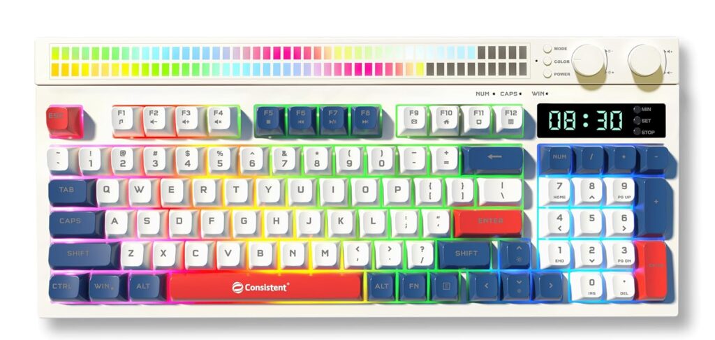 Consistent Moonlite Gaming Wired Keyboard, 104 Keys, RGB Light Control Knob, 26 Anti-Ghosting Keys