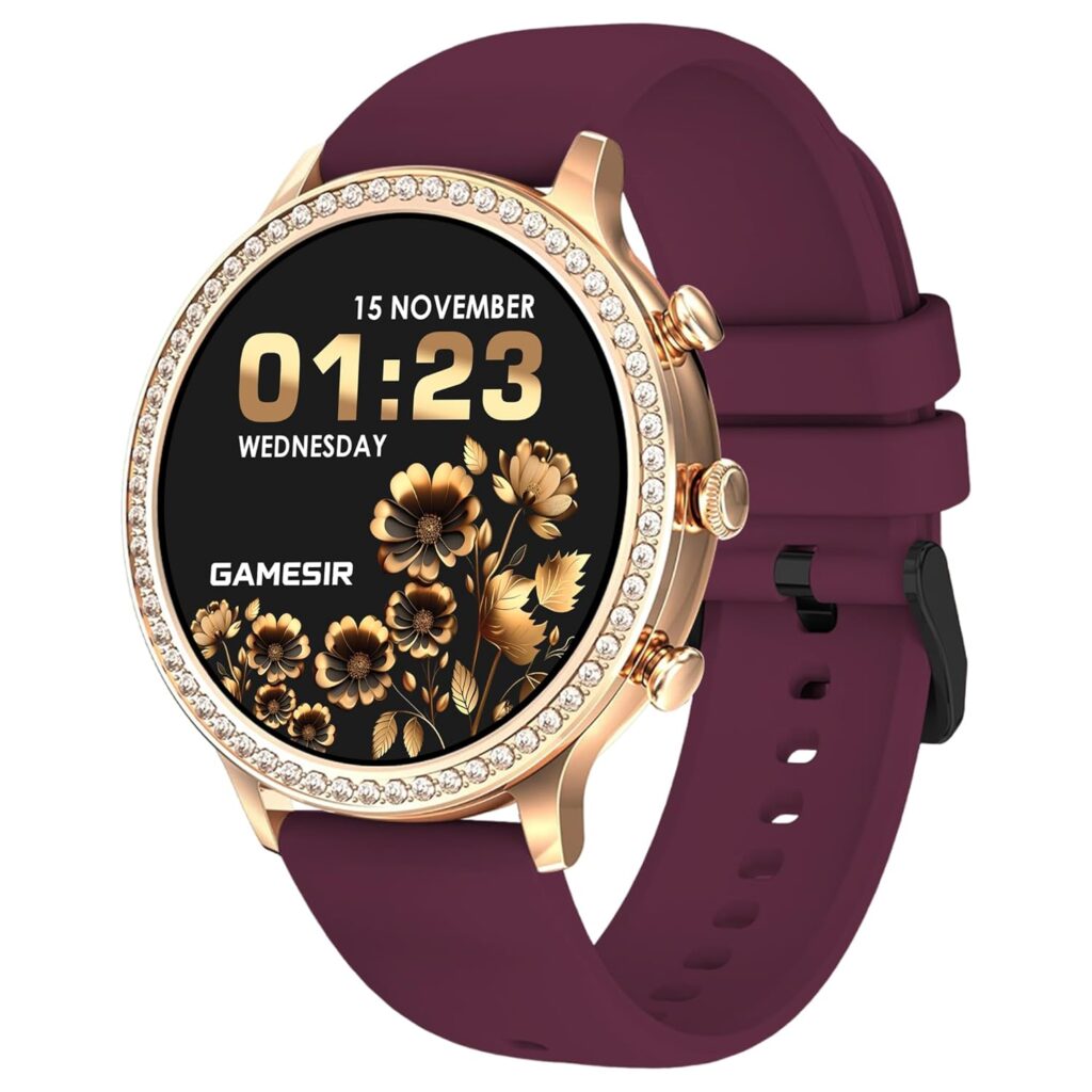 GameSir Genquella Premium Smartwatch for Women & Girls, Bluetooth Calling, 1.69” AMOLED HD Display, 100+ Fitness Modes & Sleep Monitor, Custom Watch Faces, IP68 Waterproof, Stylish Design (Maroon)