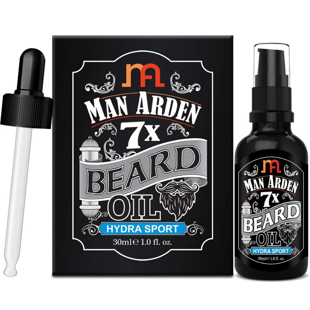 Man Arden 7X Beard Oil (Hydra Sport) 30ml, 7 Premium Oils Supports Beard Growth & Nourishment