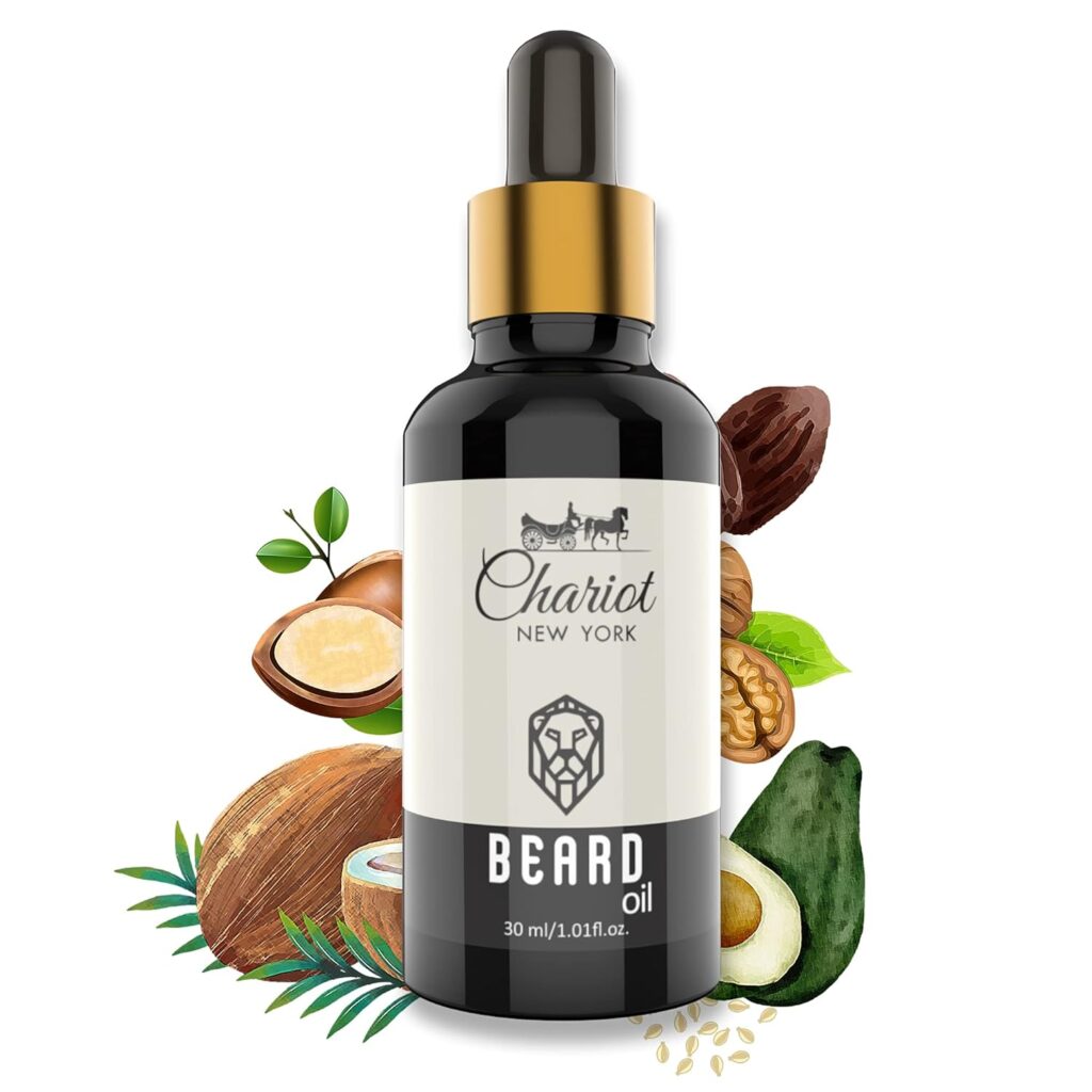 Chariot New York Beard Oil 30ml | Vitamin-E Enriched Beard Growth Oil | Non-Sticky, Lightweight & Fast Absorbing | Nourishes Roots for Thicker, Softer & Manageable Beard