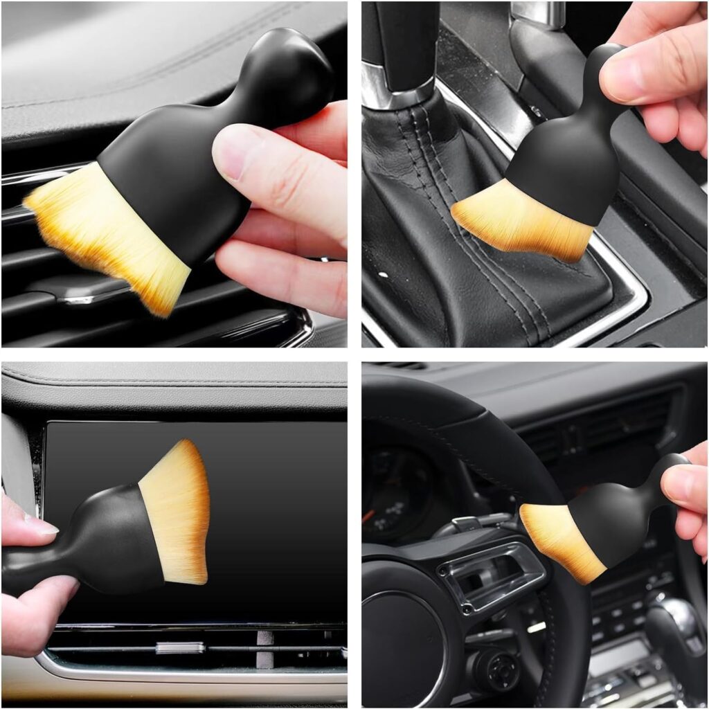 MIRARIYA Scratch Free Car Interior Cleaning Tool Brush with Cover, Car Duster, Car Detailing Brushes Interior Duster, Auto Interior Soft Bristles Cleaning Brush Dusting Tool for Car, Office, Keyboard