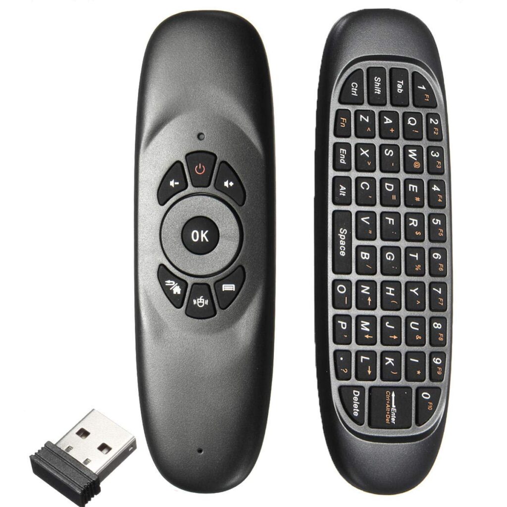 RuhZa® C120 All-in-One 2.4GHz Air Mouse QWERTY Keyboard Remote Controller with Nano USB Receiver for HDTV Computer Android (57 Keys)