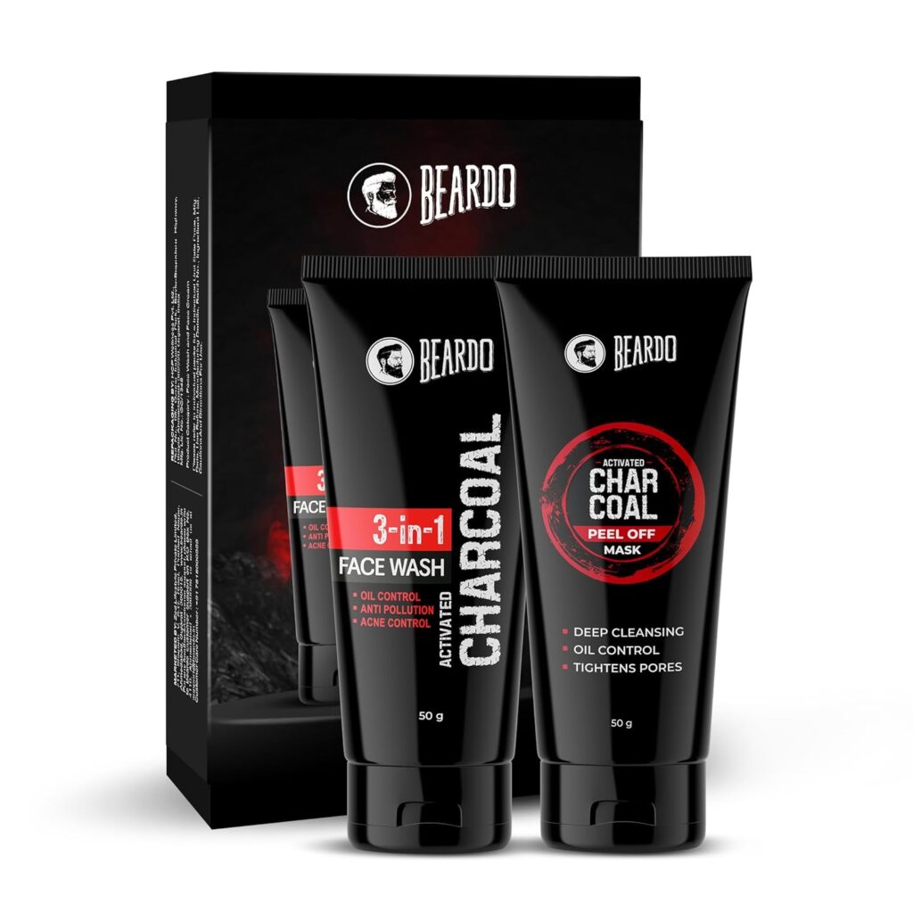 Beardo Charcoal Facewash, 50ml & Peel Off Mask, 50g| For Deep Pore Cleaning and Removes Dirt | Face Mask for Glowing Skin | Gift Hamper for Men | Rakhi Gift for Brother