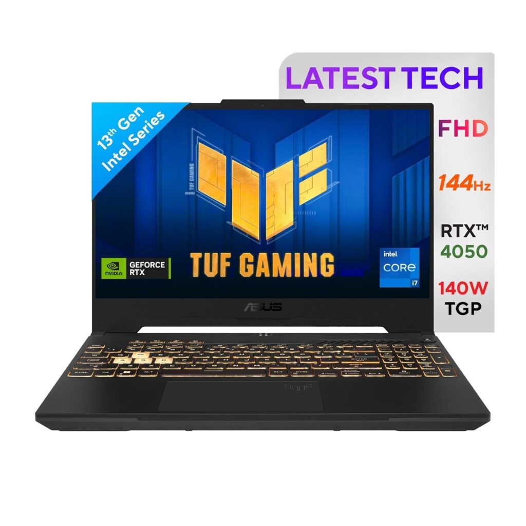 ASUS TUF Gaming F15 13th Gen, Intel Core i7-13620H Gaming Laptop(NVIDIA RTX 4050-6GB/140W RGP/16GB RAM/512GB SSD/FHD/15.6"/144Hz/RGB KB/90WHr/Windows 11/Office 2021/Mecha Gray/2.20 Kg) FX507VU-LP210WS