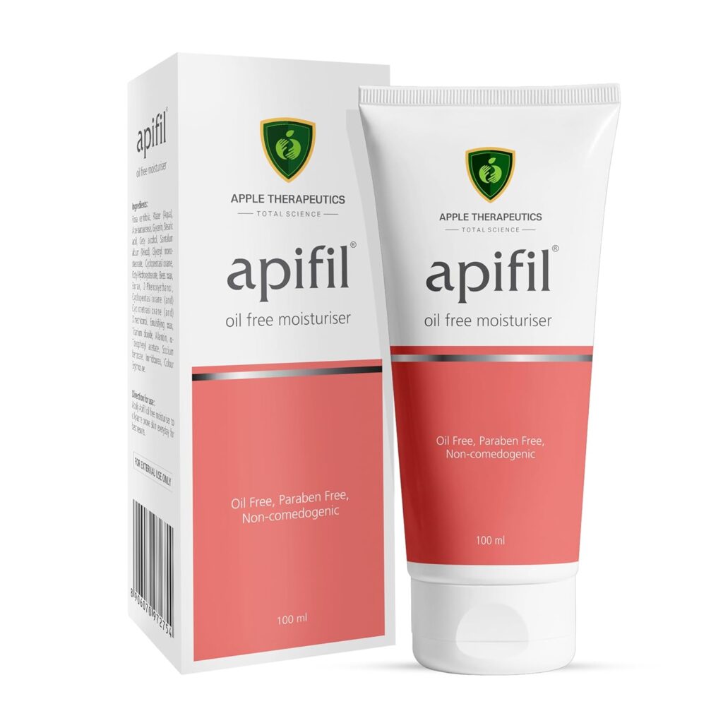 Apifil Oil Free Moisturizer for Oily Skin 100ml | Dermatologist Recommended Summer Moisturizer for Oily & Acne Prone Skin | Paraben Free Ultra Lightweight Pimple Cream for Men & Women