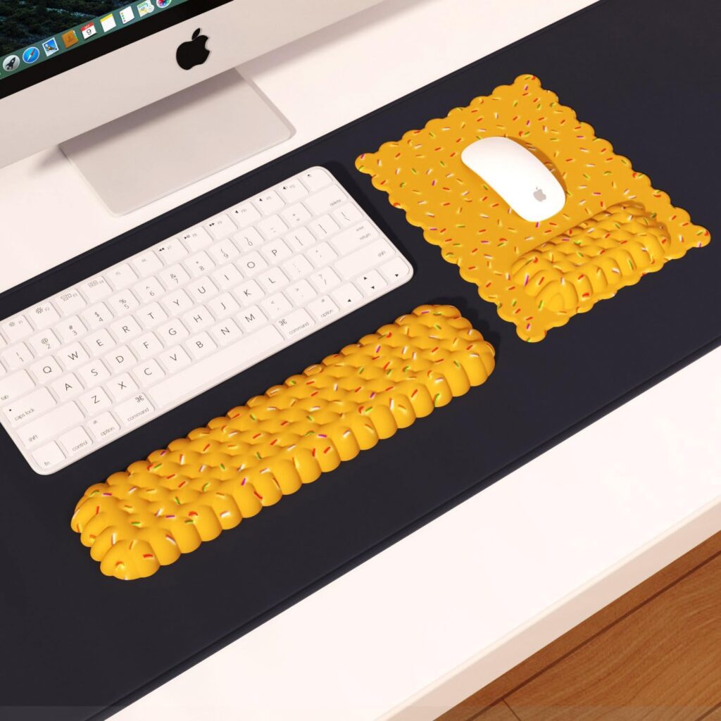 Wrist Rest Keyboard-Keyboard Cloud Wrist Rest Mouse, Desk Cloud Wrist Pad Slip Base for Typing Pain Relief, Non-Slip Base, Cloud Wrist Rest Suitable for Home, Office, Computer-YELLOW CORN