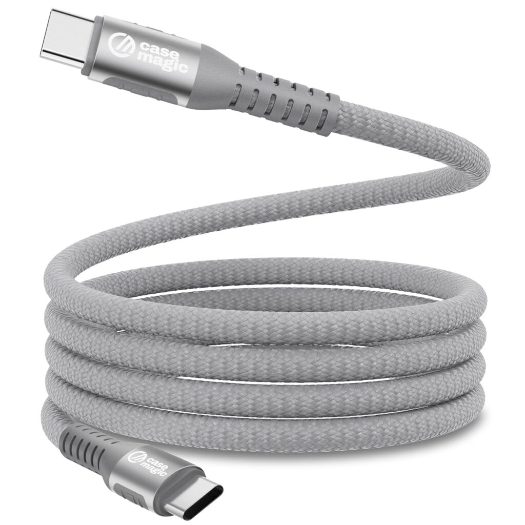 case-magic 240W Type C Fast Charging Cable 2M Nylon Braided, Power Delivery Cord with Chip, Supports MacBook, iPhone 15, Samsung S23, iPad Pro, Laptops & All USB-C Devices (GREY)