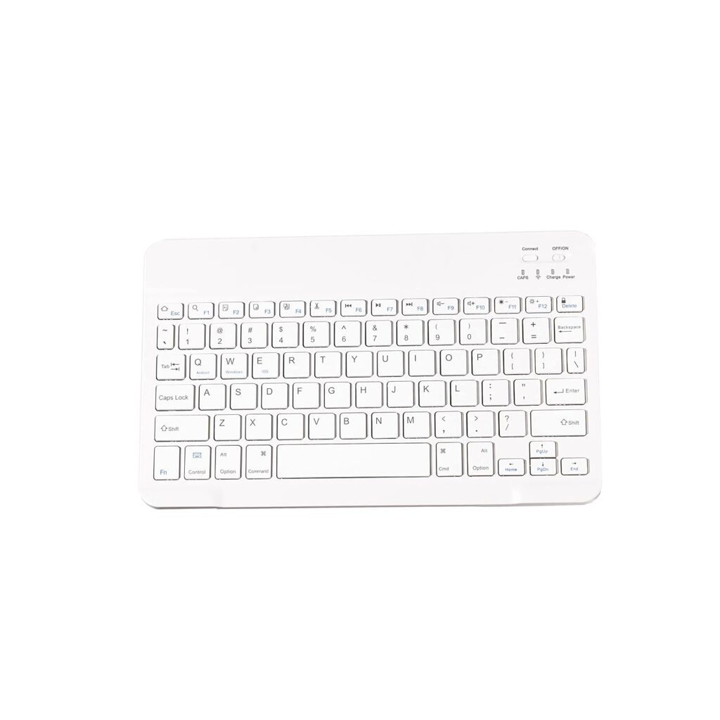 Ares Ultra-Slim Wireless Bluetooth Keyboard | Compatible with Computer Desktop iOS Android Laptop Smart TV and Windows 11/10/8 (White)