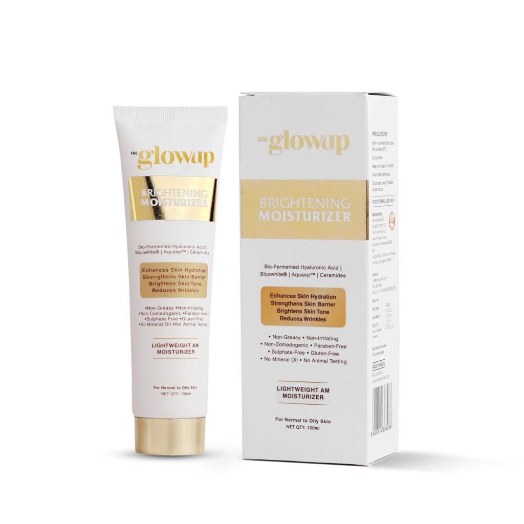 HK Glowup Brightening Moisturizer (100ML) For Face, Brighter, Soft & Radiant Skin Tone - Daily Use Illuminating Face,Glowing Skin,Hydration, Nourishing & Moisturising | Lightweight Non-Greasy for women & men