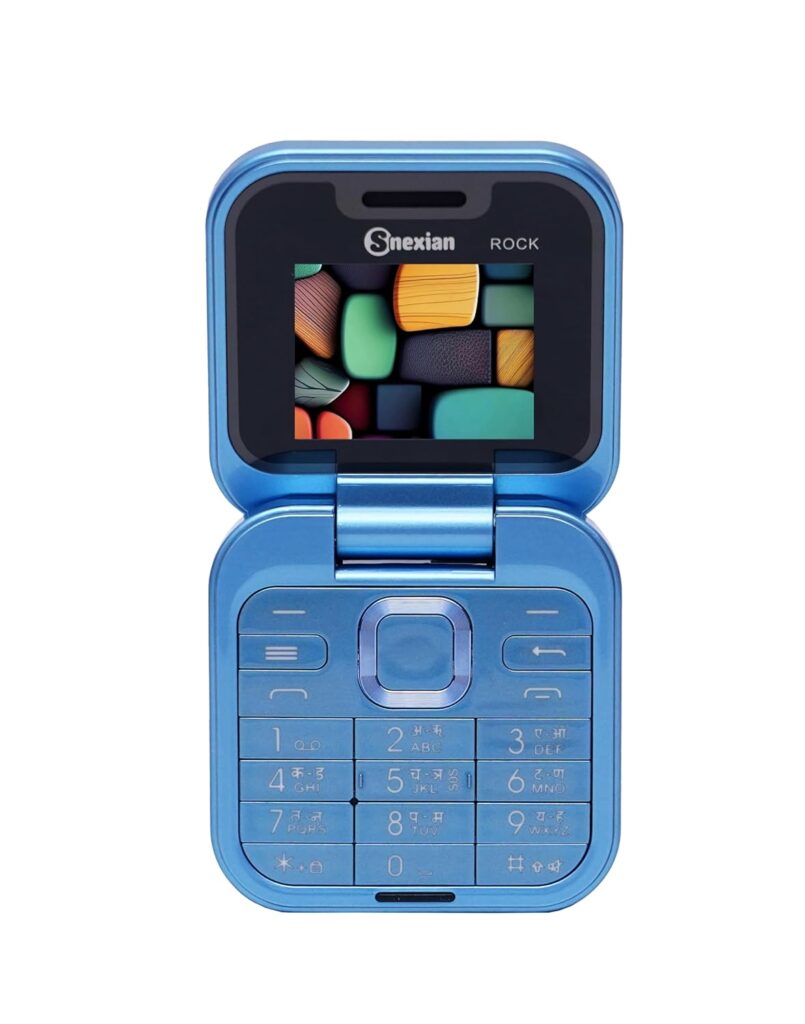 Snexian Rock X Flip Phone Dual Sim |Keypad Phone| with 1.8 Inch Display |Flip/Fold| Call & SMS Indicator|Crystal Back Panel |BT Dialer|Voice Changer |Long Lasting Battery|FM|Feature Phon| Blue