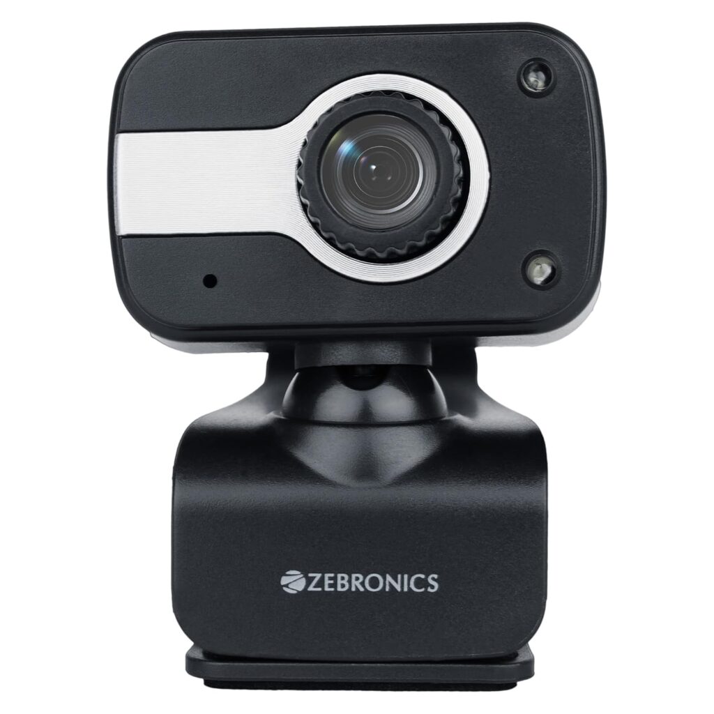 Zebronics Zeb-Crystal Clear Web Camera, 0.3 MP with USB with 3P Lens,Built-in Microphone,Auto White Balance,Night Vision and Manual Switch for LED (Black)