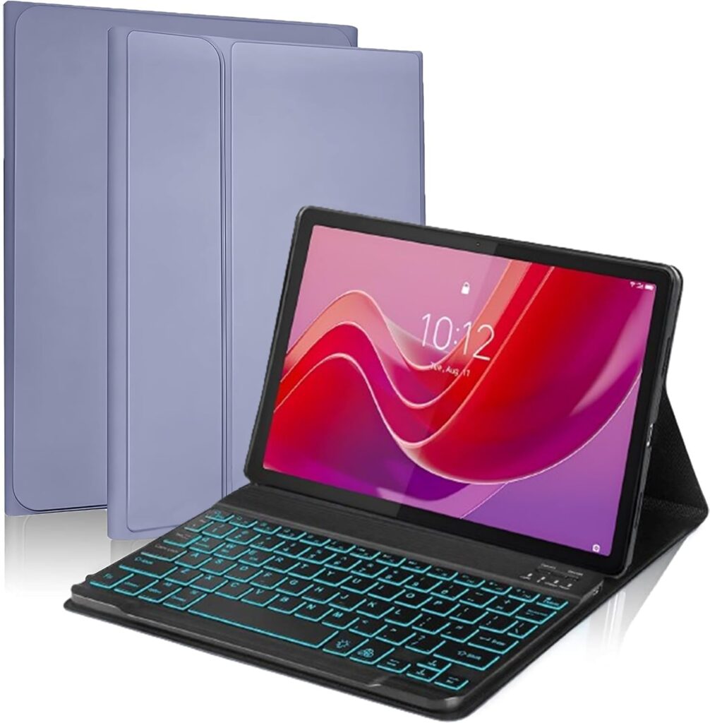 ProElite Keyboard case for Lenovo Tab M11 11 inch, Magnetic Detachable Wireless Bluetooth Keyboard Built-in 7-Colors Backlit, Lavender