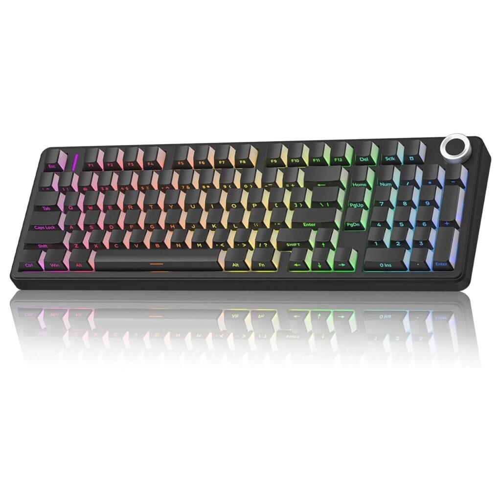 AULA F99 Pro Wireless Mechanical Keyboard,Tri-Mode BT5.0/2.4GHz/USB-C Hot Swappable, Pre-lubed Linear Switches,Gasket Structure,RGB Gaming Keyboard (Side Engraved+Gradient Gray - Nimbus Switch)